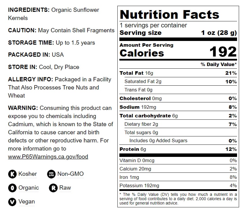 Organic Sprouted Sunflower Seeds - by Food To Live