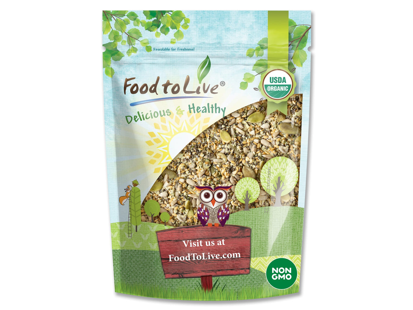 Organic Raw Superseed Mix with Chia, Flax, Hemp, Pumpkin, and Sunflower - by Food To Live