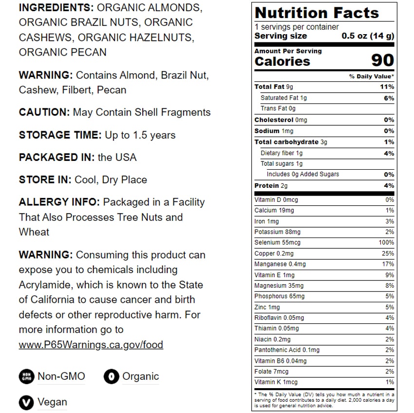 Organic Deluxe Unsalted Nuts Mix - by Food To Live