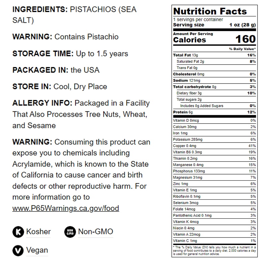 Pistachios, Roasted and Salted - by Food To Live