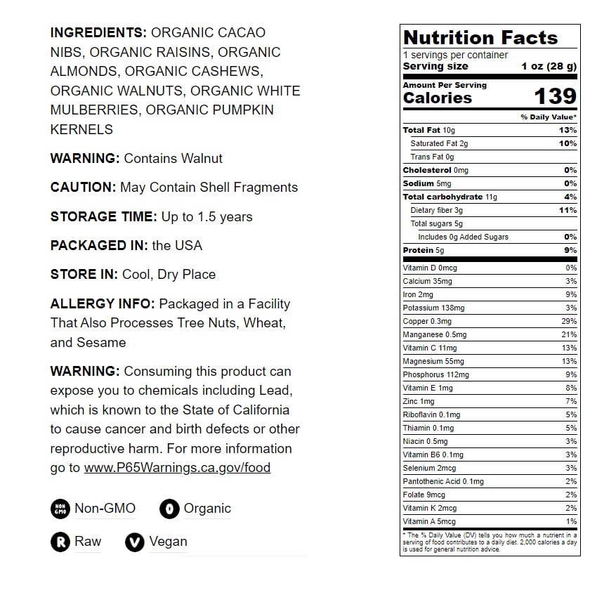 Organic Snack Wise Trail Mix - by Food To Live
