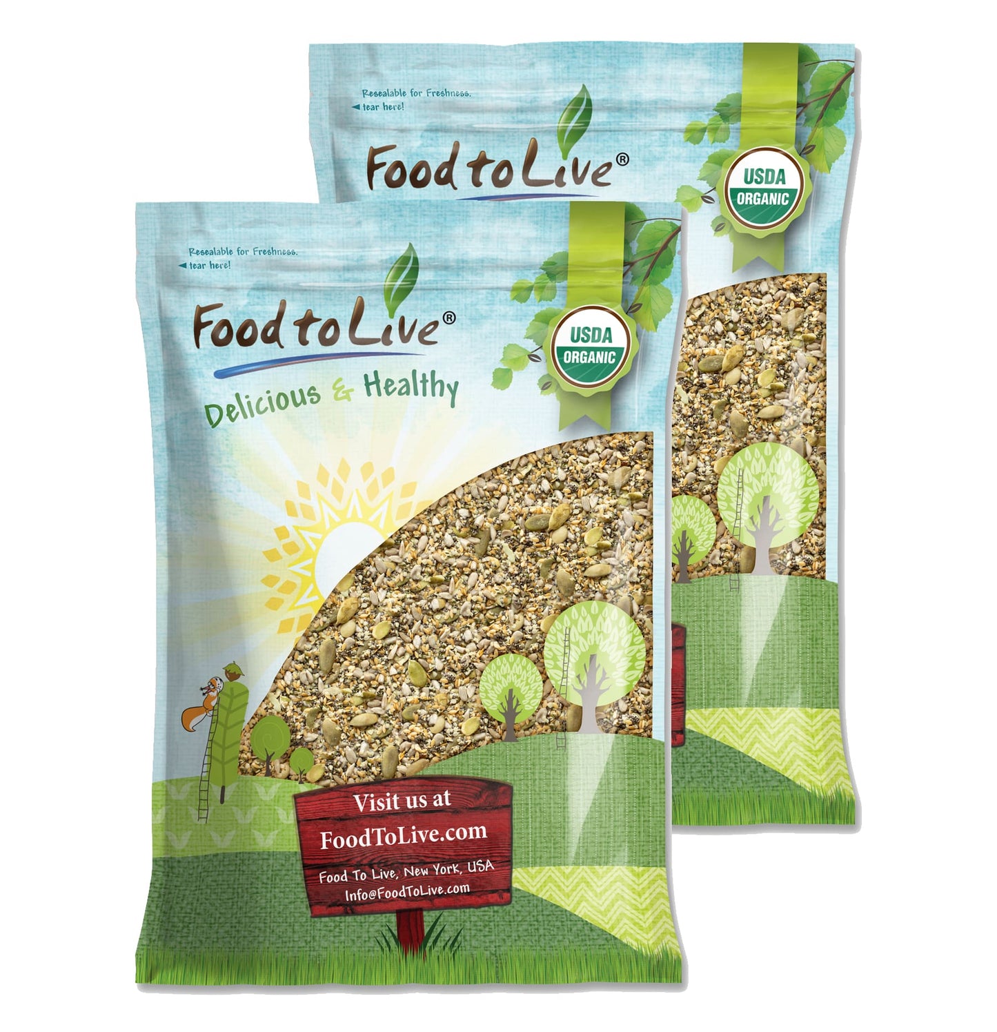 Organic Raw Superseed Mix with Chia, Flax, Hemp, Pumpkin, and Sunflower - by Food To Live