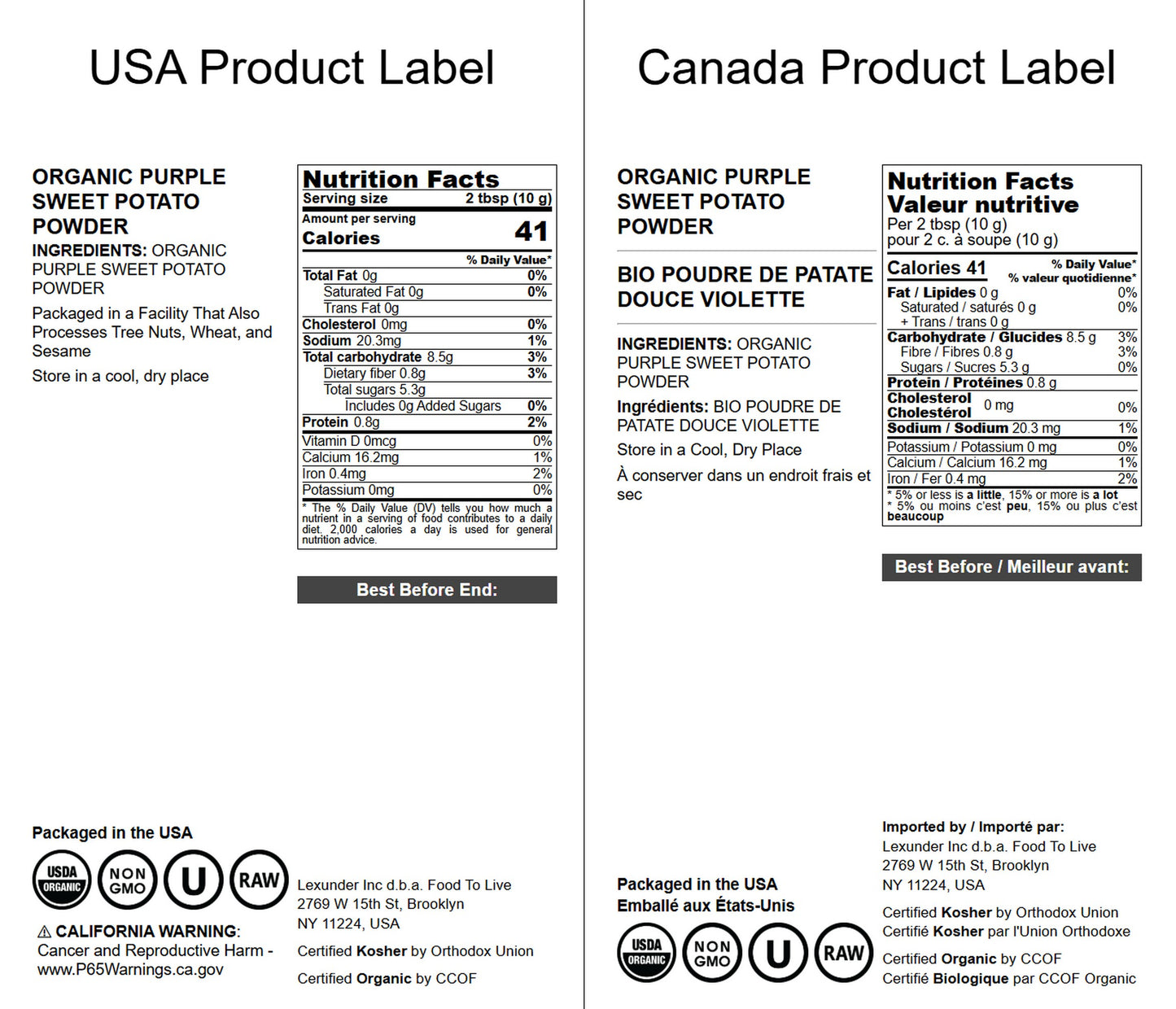 Organic Purple Sweet Potato Powder – Non-GMO, 100% Pure, No Sugar Added. Vegan