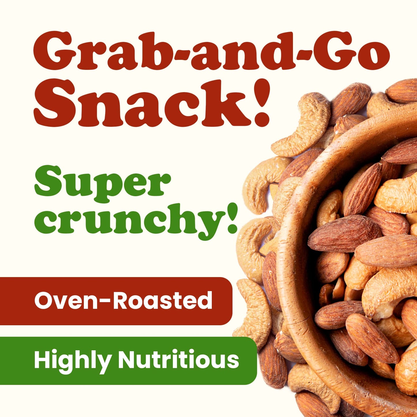 Organic Dry Roasted Almonds and Cashews Mix – Unsalted Oven Roasted Nuts, Non-GMO, Protein Rich Trail Mix, Healthy Vegan Snack, No Oil Added, Kosher Blend, Bulk
