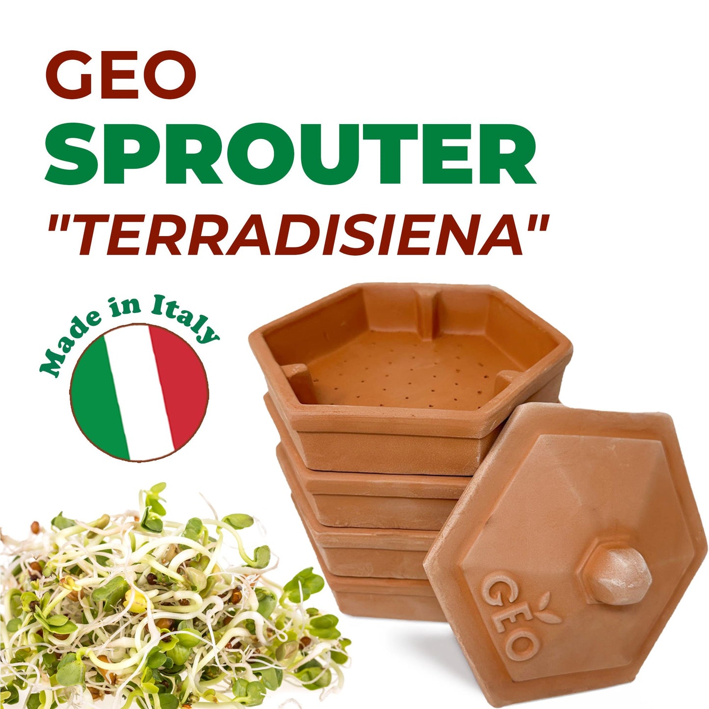 GEO Sprouter "Terradisiena"  - Natural Clay, Easy-to-Use, Durable, Eco-Friendly