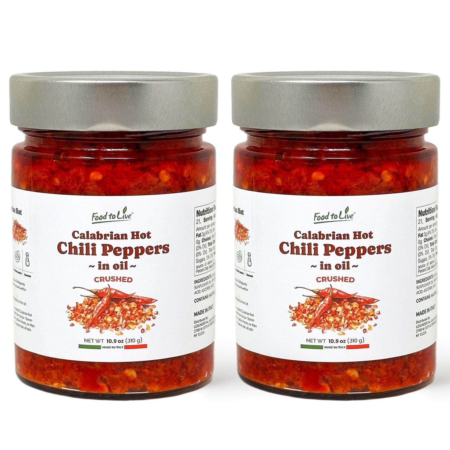Crushed Calabrian Hot Chili Peppers in Oil, 310 g - by Food to Live