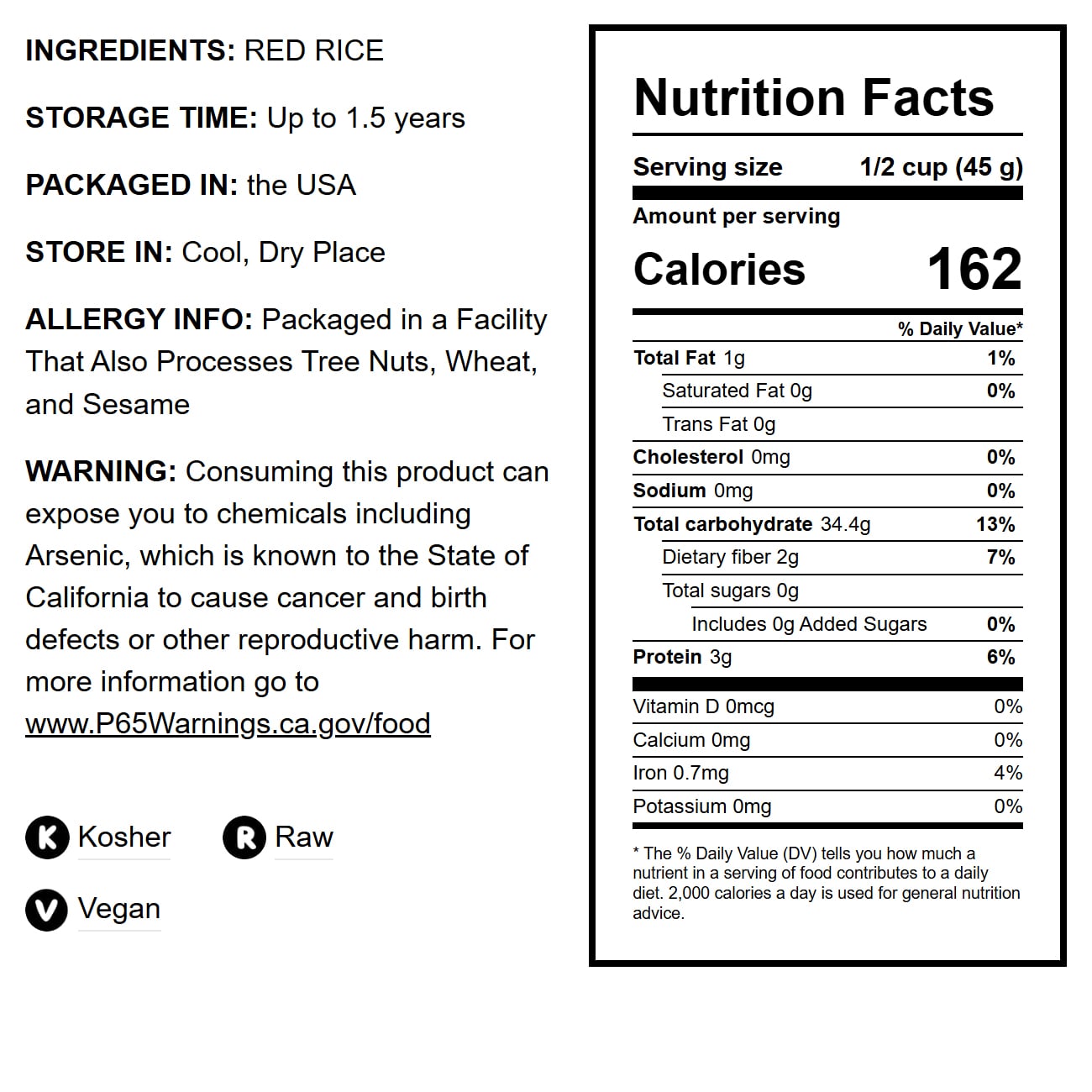 Red Rice - Whole Long-Grain Rice, Nutty Flavor, Soft Texture, Non-Sticky, Vegan, Bulk. Good Source of Protein and Antioxidants. Perfect for Pilafs, Salads, Stir-Fries, and Rice Bowls