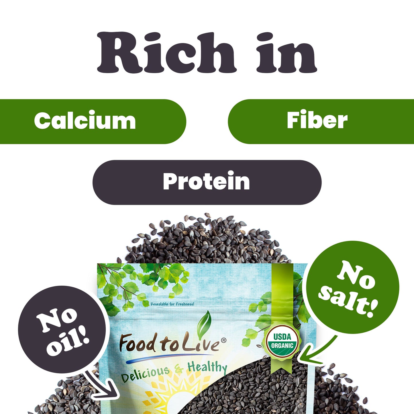 Organic Toasted Black Sesame Seeds – by Food to Live