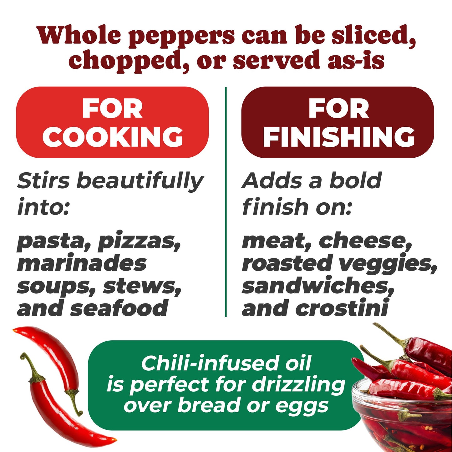 Whole Long Calabrian Hot Chili Peppers in Oil, 280 g - Spicy and Savory