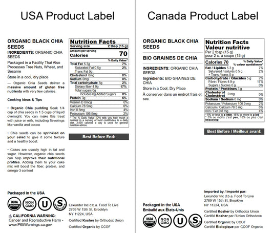 Organic Chia Seeds — Black, Vegan, Kosher, Non-GMO, Great for Smoothies, Sirtfood — by Food to Live