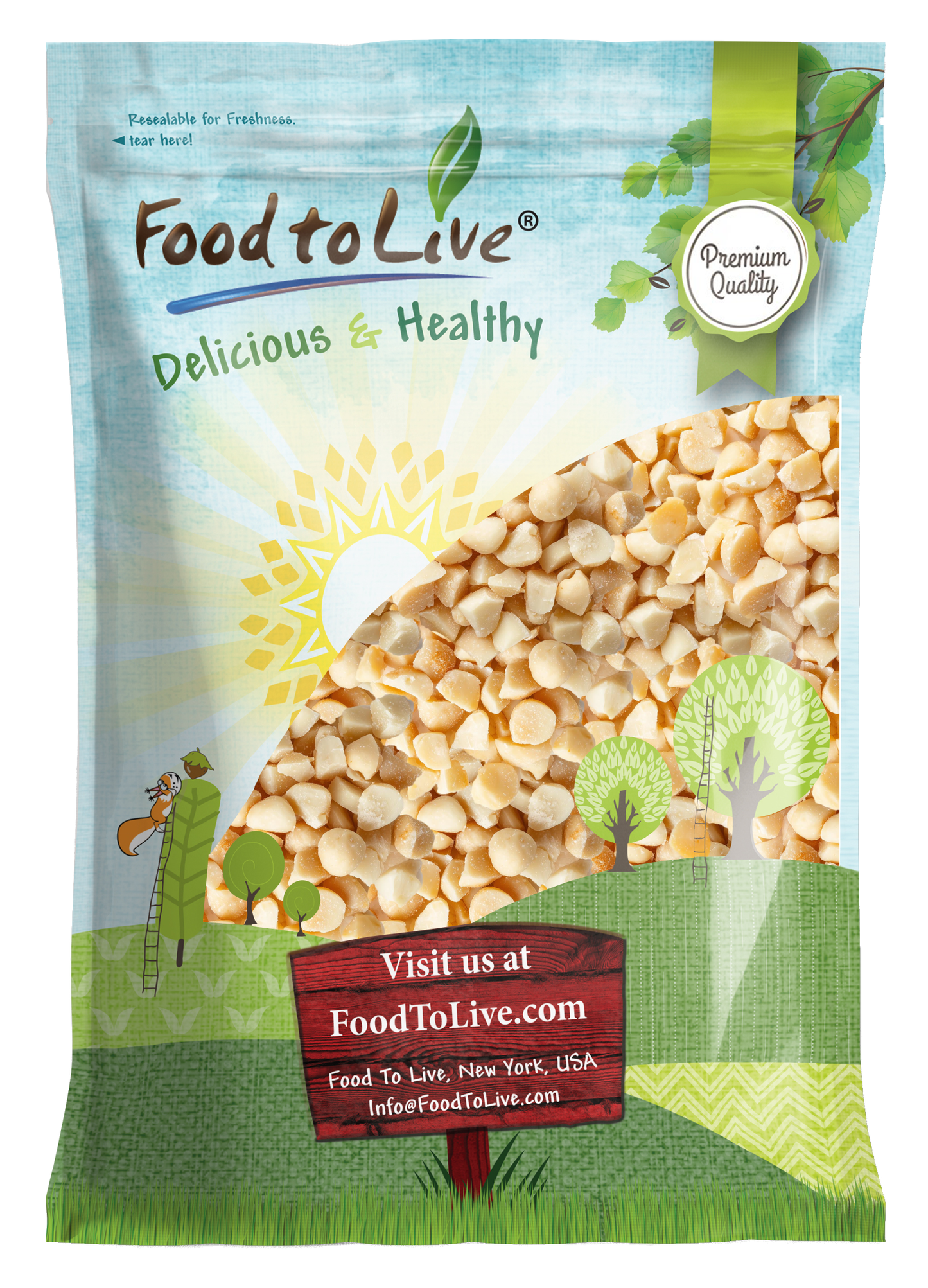 Organic Macadamia Nuts, Pieces, Roasted and Salted - by Food to Live