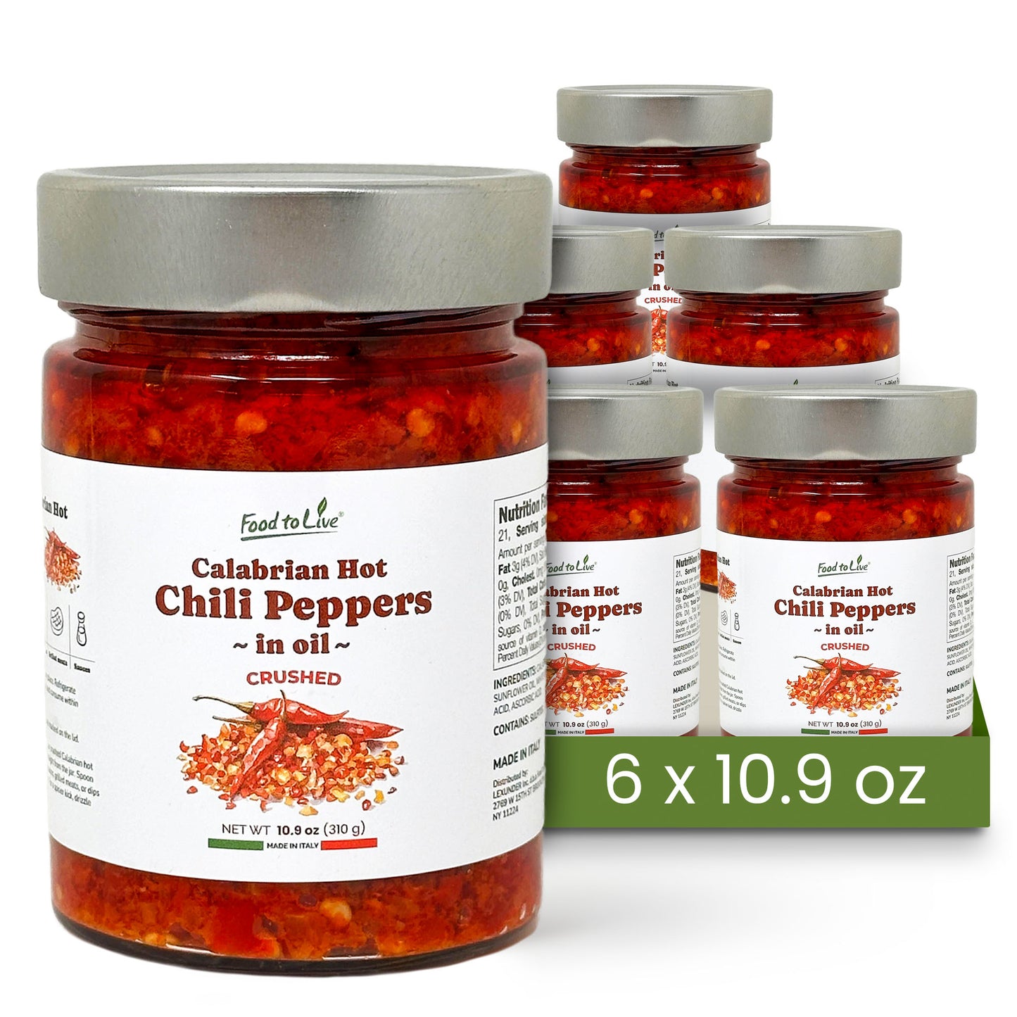 Crushed Calabrian Hot Chili Peppers in Oil, 310 g - by Food to Live