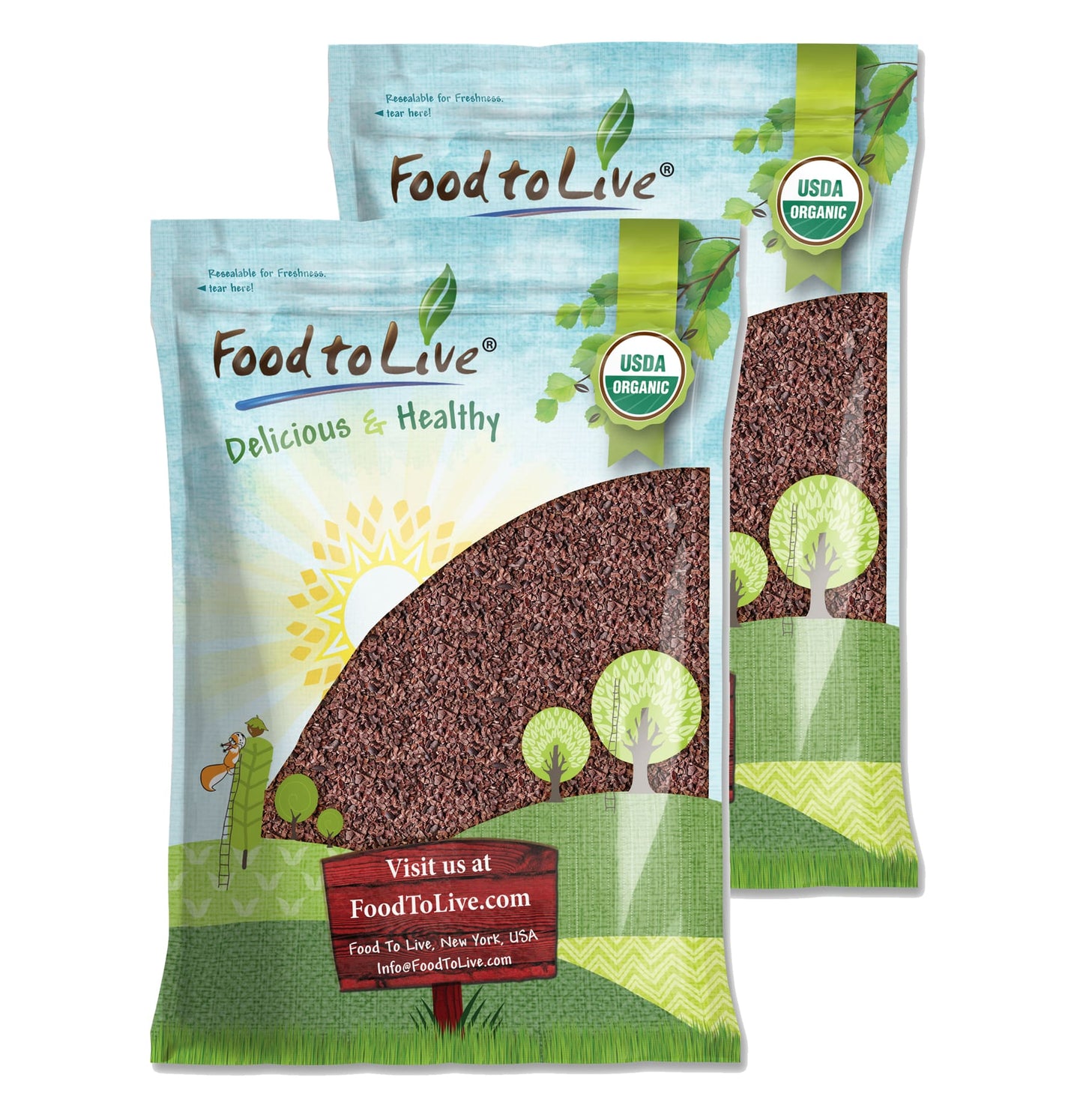 Organic Cacao Nibs - Unsweetened, Non-GMO, Kosher, Raw, Vegan, Sirtfood, Bulk - by Food to Live