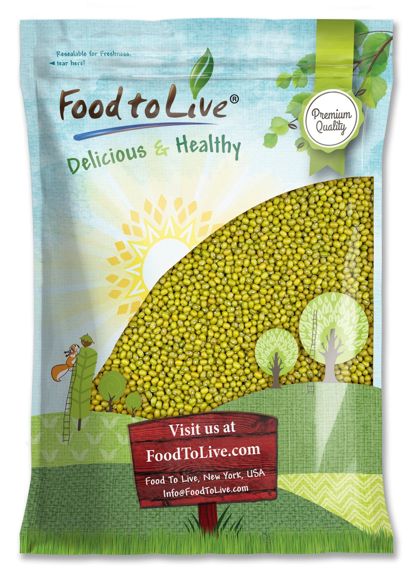 Mung Beans — Whole, Dried, Raw Moong, Kosher, Vegan, Sirtfood, Bulk Green Gram, Low Sodium, Good Source of Dietary Fiber, Protein, Folate, Copper, and Iron. Great for Cooking
