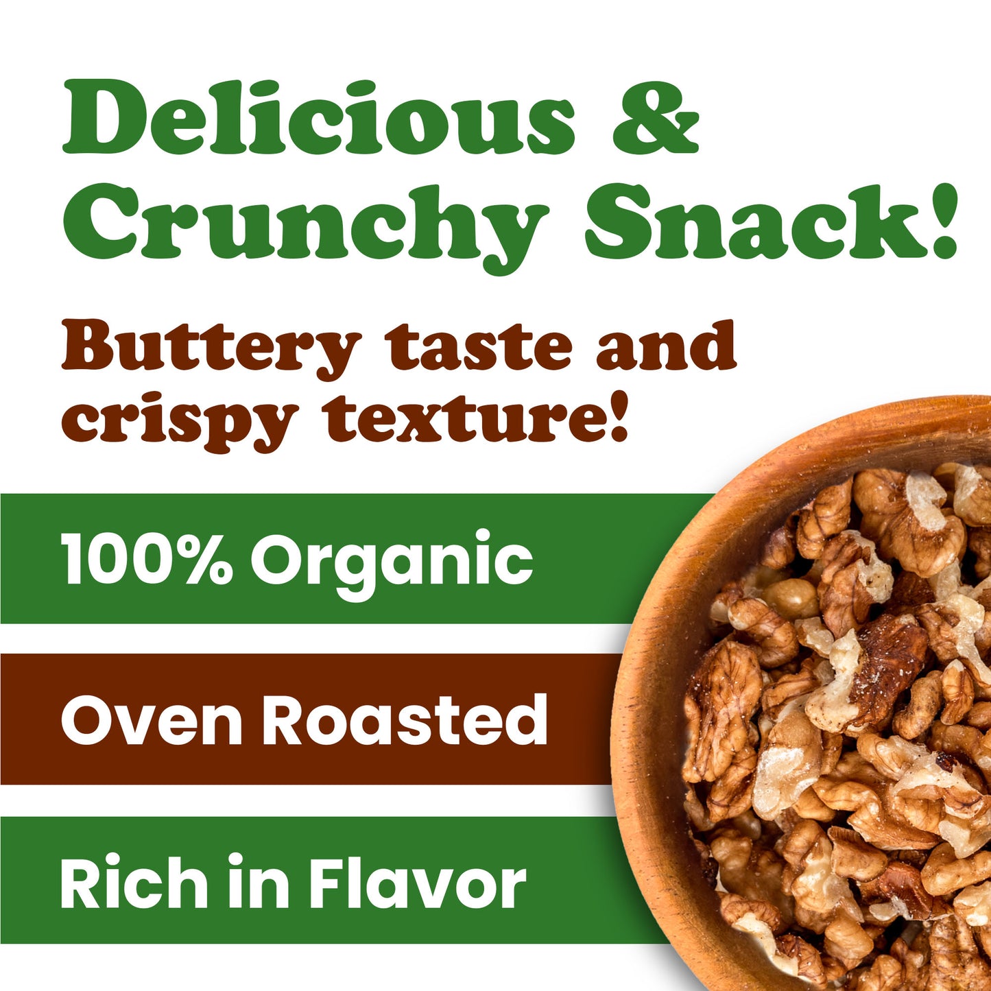 Organic Walnuts, Halves and Pieces, Roasted - by Food to Live