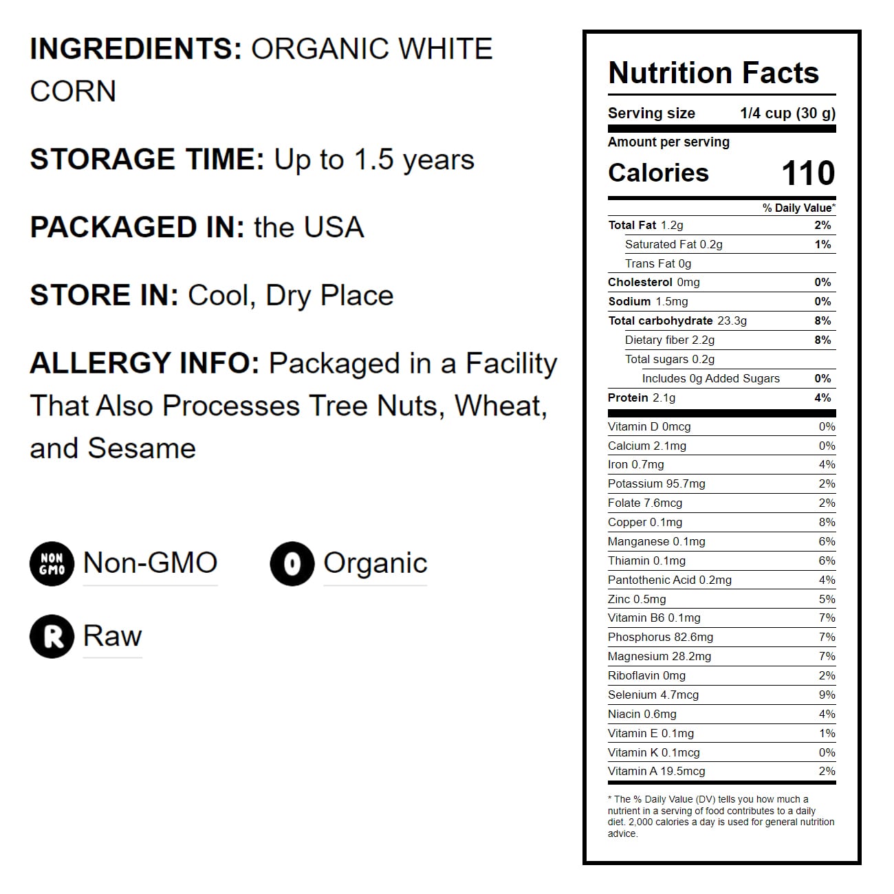 Organic White Polenta — Classic Non-GMO Cornmeal. Vegan, Kosher Corn Grits in Bulk. Great for Hot Cereal and Porridge