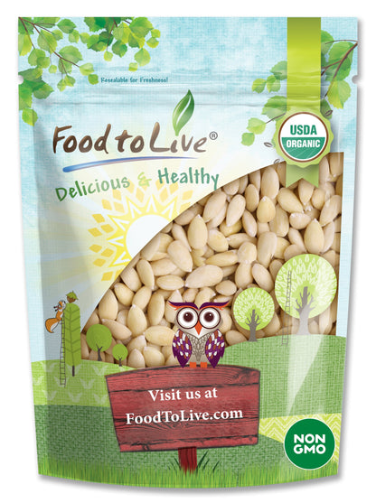 Organic Blanched Whole Almonds - Non-GMO, Raw, Unpasteurized, Unsalted, Keto, Paleo, Kosher, Bulk - by Food to Live