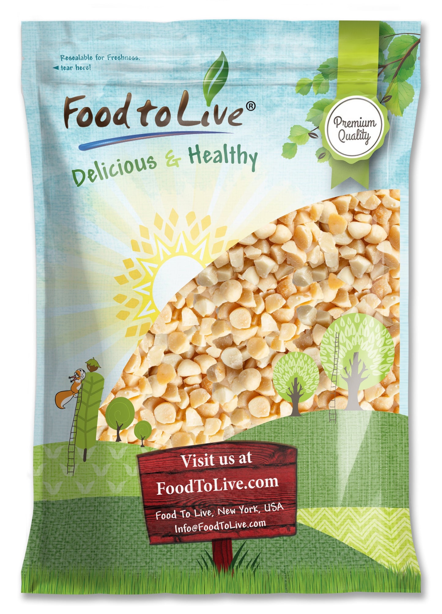Organic Macadamia Nuts, Pieces, Roasted - by Food to Live