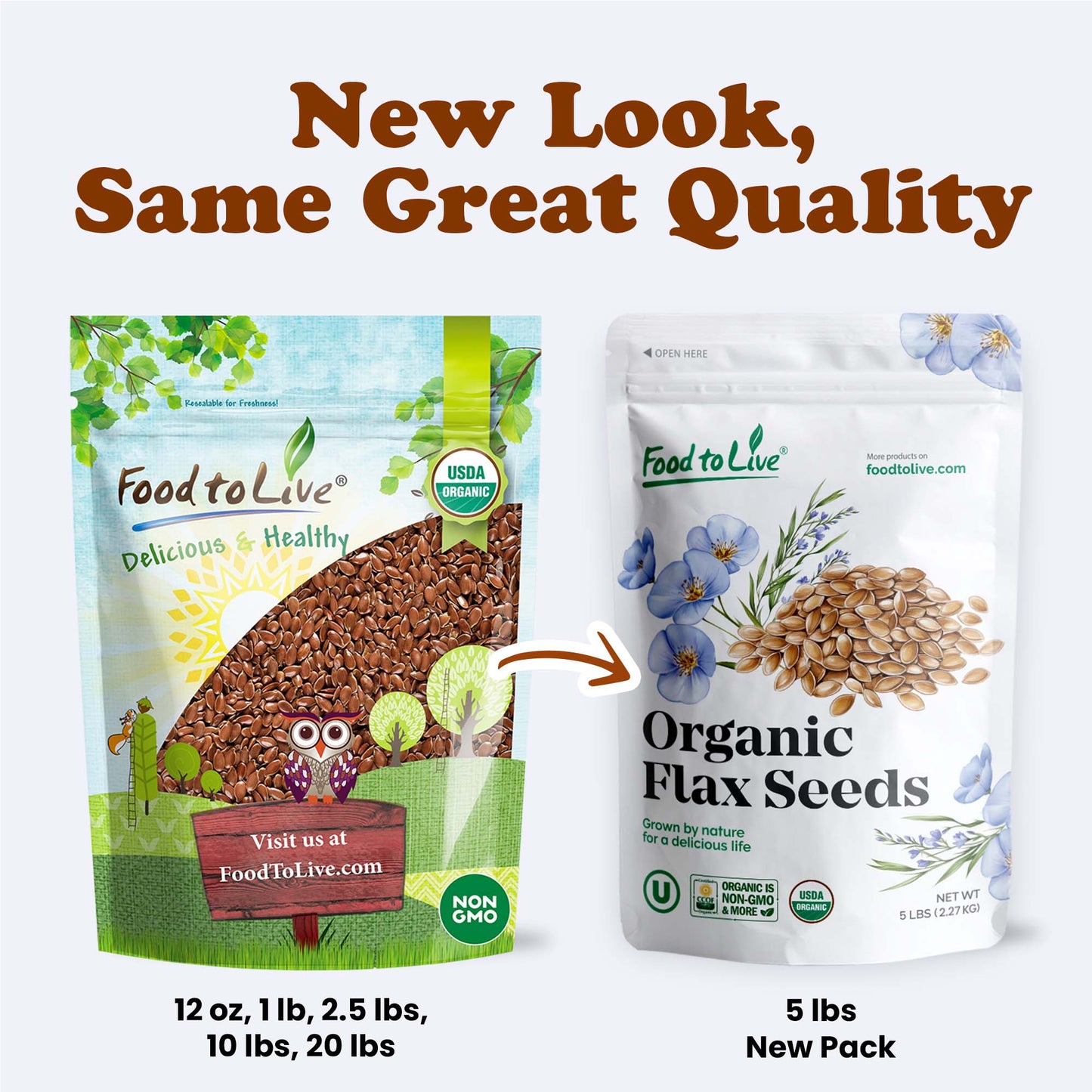 Organic Roasted Whole Brown Flax Seeds – Vegan, Kosher, Bulk – by Food to Live