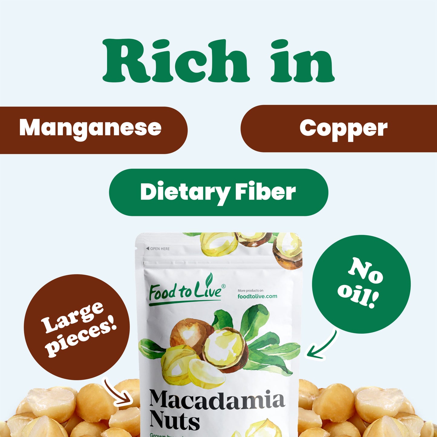 Dry Roasted Macadamia Halves & Pieces with Himalayan Salt