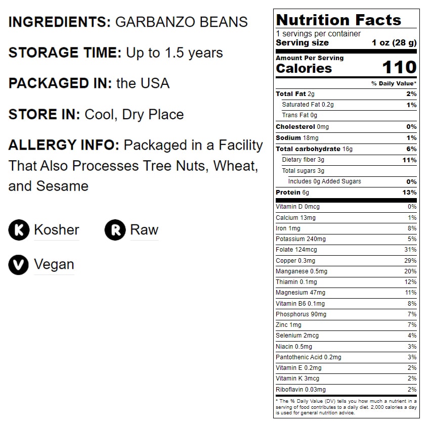 Garbanzo Bean Flour — Finely Milled Chickpea Flour, Raw, Vegan, Kosher, Bulk, Good Source of Protein, Fiber, Folate, and Copper. Great for Cooking and Baking. Made in USA