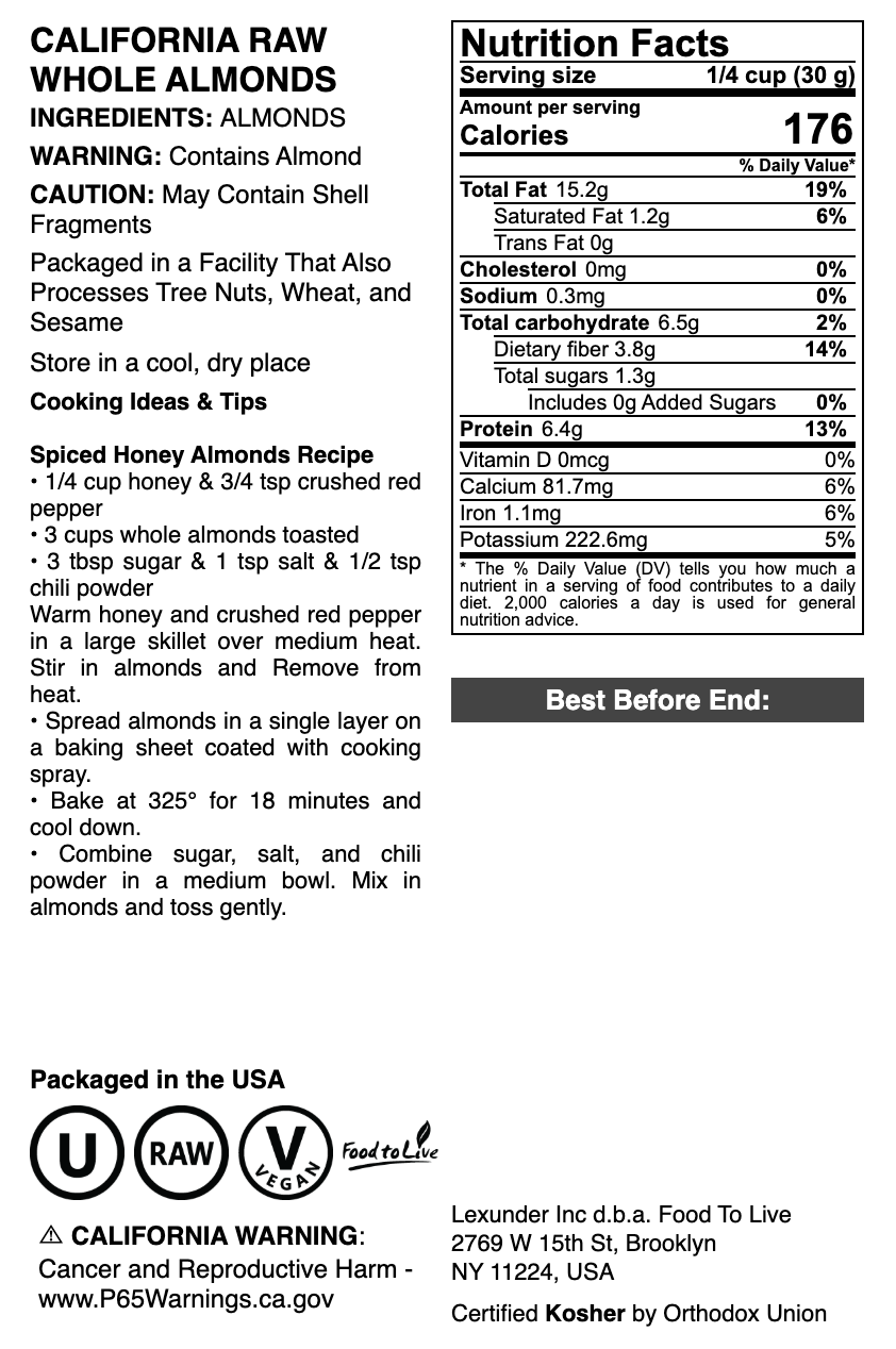 California Almonds - by Food To Live