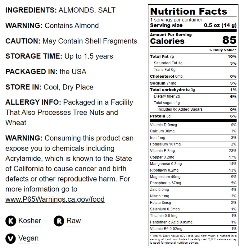 Dry Roasted California Almonds with Himalayan Salt - by Food To Live