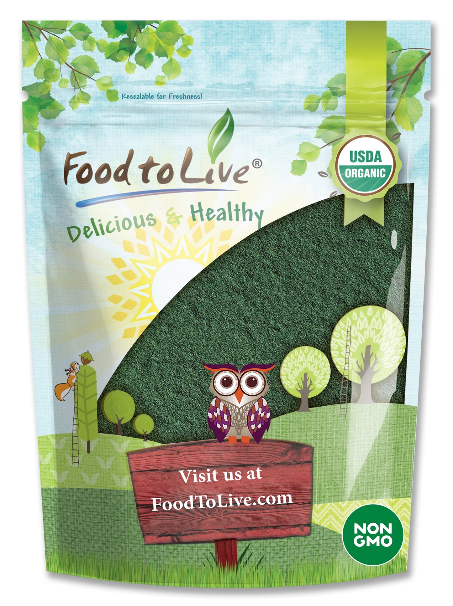 Organic Chlorella Powder — Non-GMO, Kosher, Raw Green Algae, Vegan Superfood, Bulk, Pure Vegan Green Protein - by Food to Live