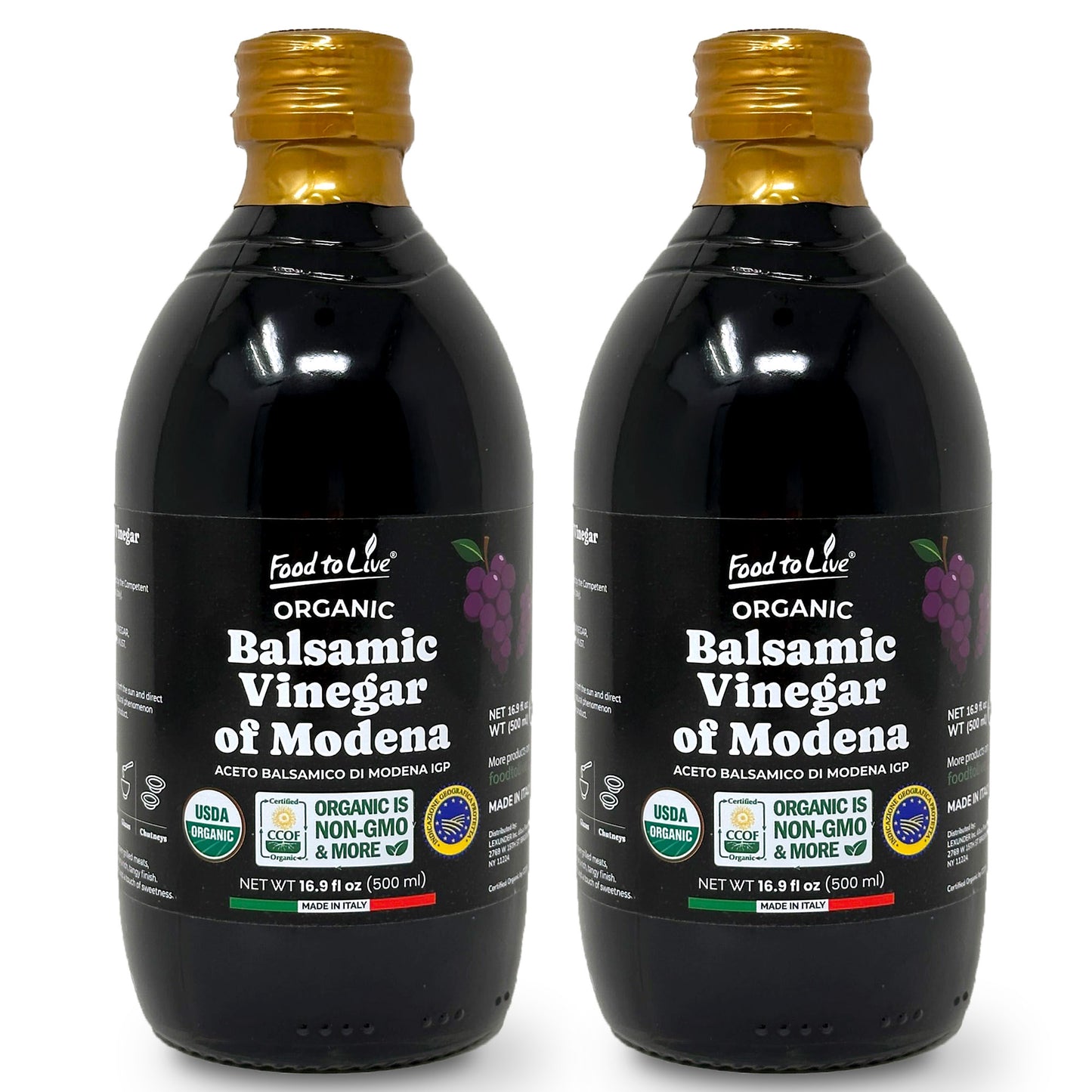 Organic Balsamic Vinegar of Modena - 16.9 fl oz (500 ml) - by Food To Live
