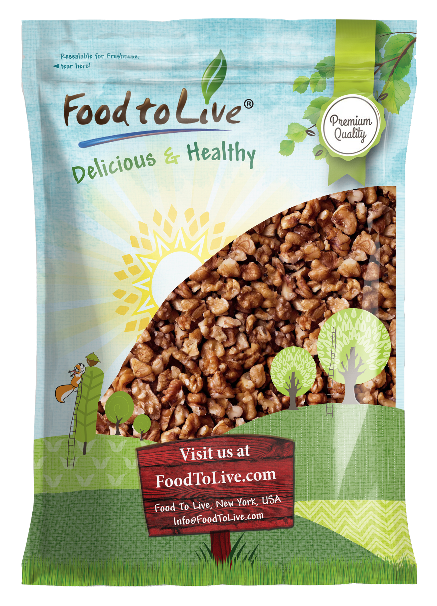 Walnut Pieces, Roasted and Salted  – Vegan, Kosher, Bulk – by Food to Live