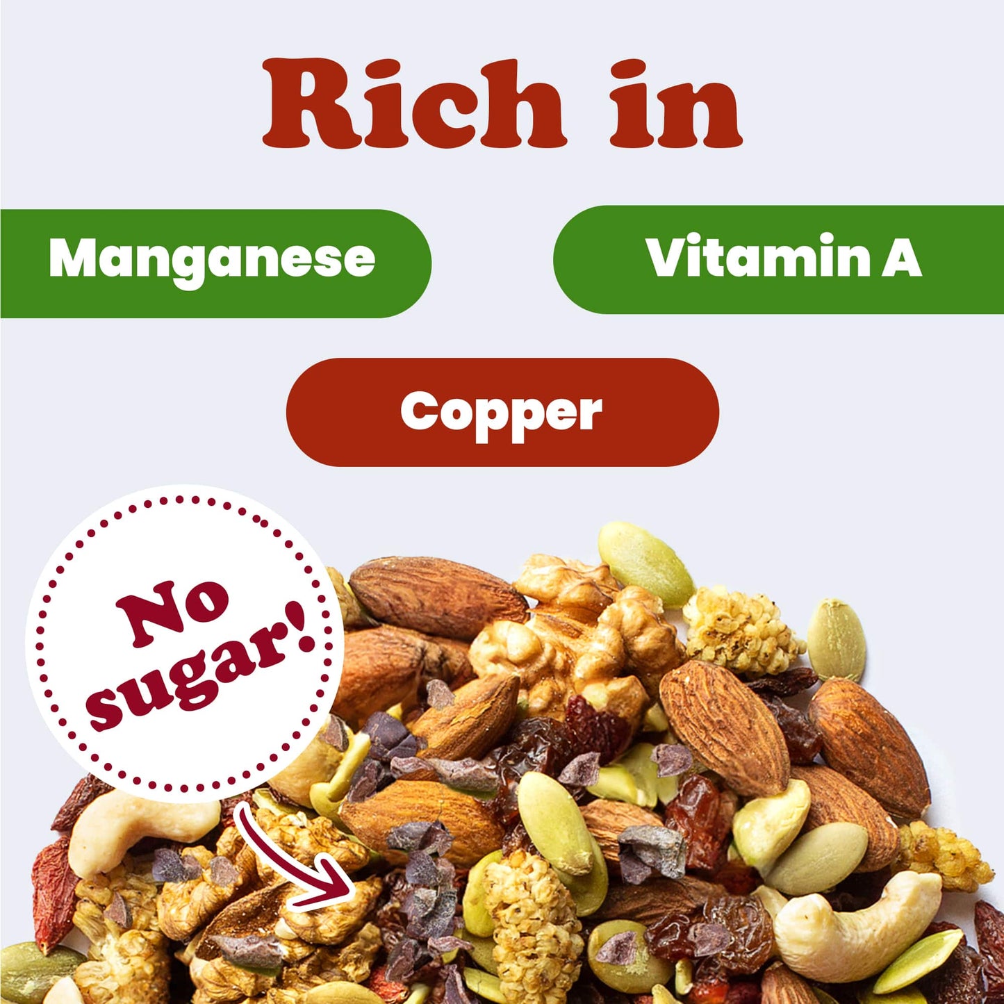 Organic Raw Munchies Snack Mix — Non-GMO,.Cacao Nibs, Raisins, Almonds, Cashews, Walnuts, Goji Berries, Mulberries, Pumpkin Seeds. Kosher