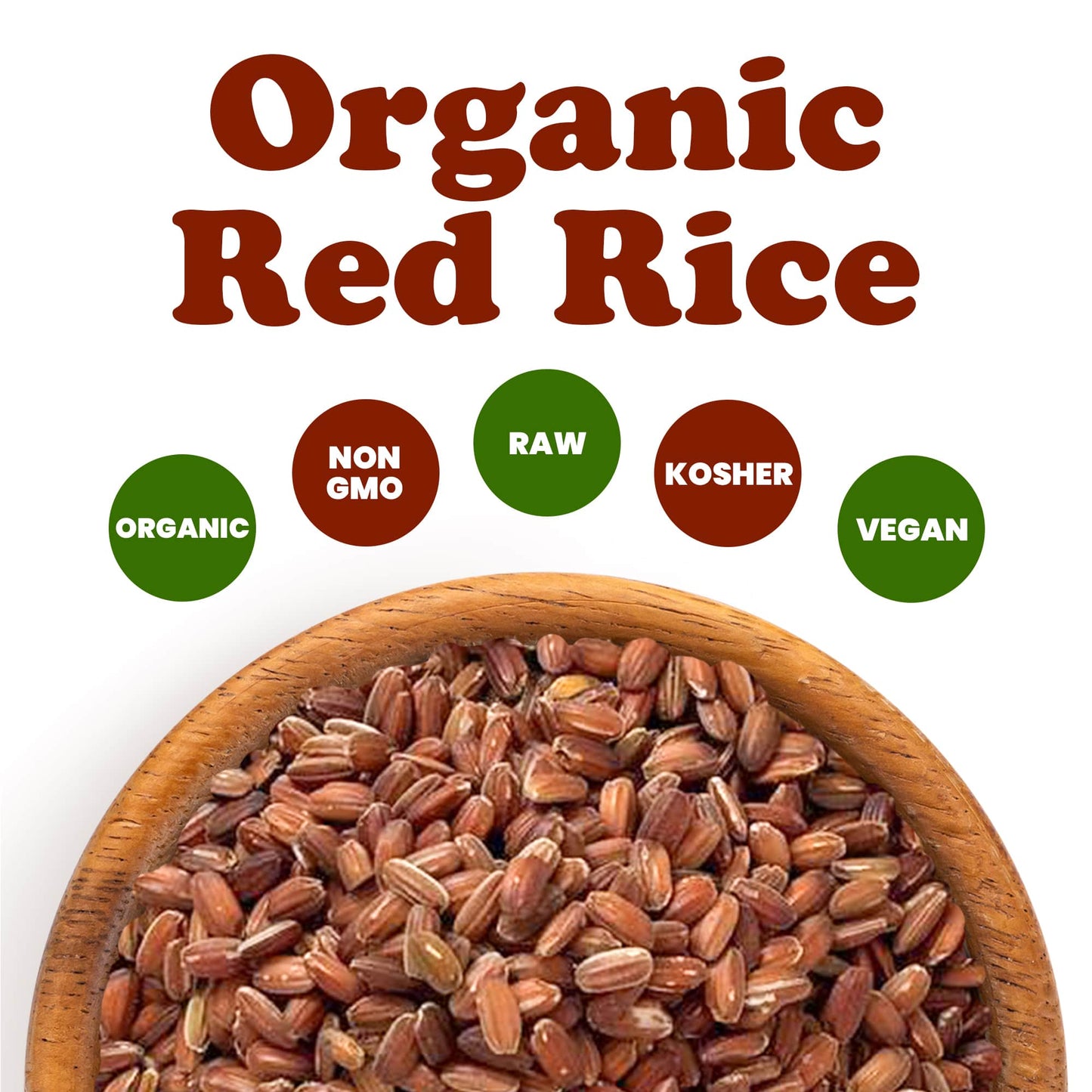 Organic Red Rice - Non-GMO, Raw, Vegan, Bulk - by Food to Live