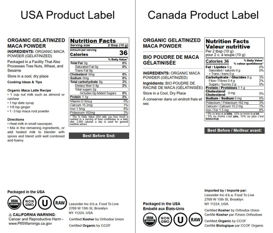 Organic Maca Powder - Gelatinized, Non-GMO, Kosher, Vegan, Bulk – by Food to Live