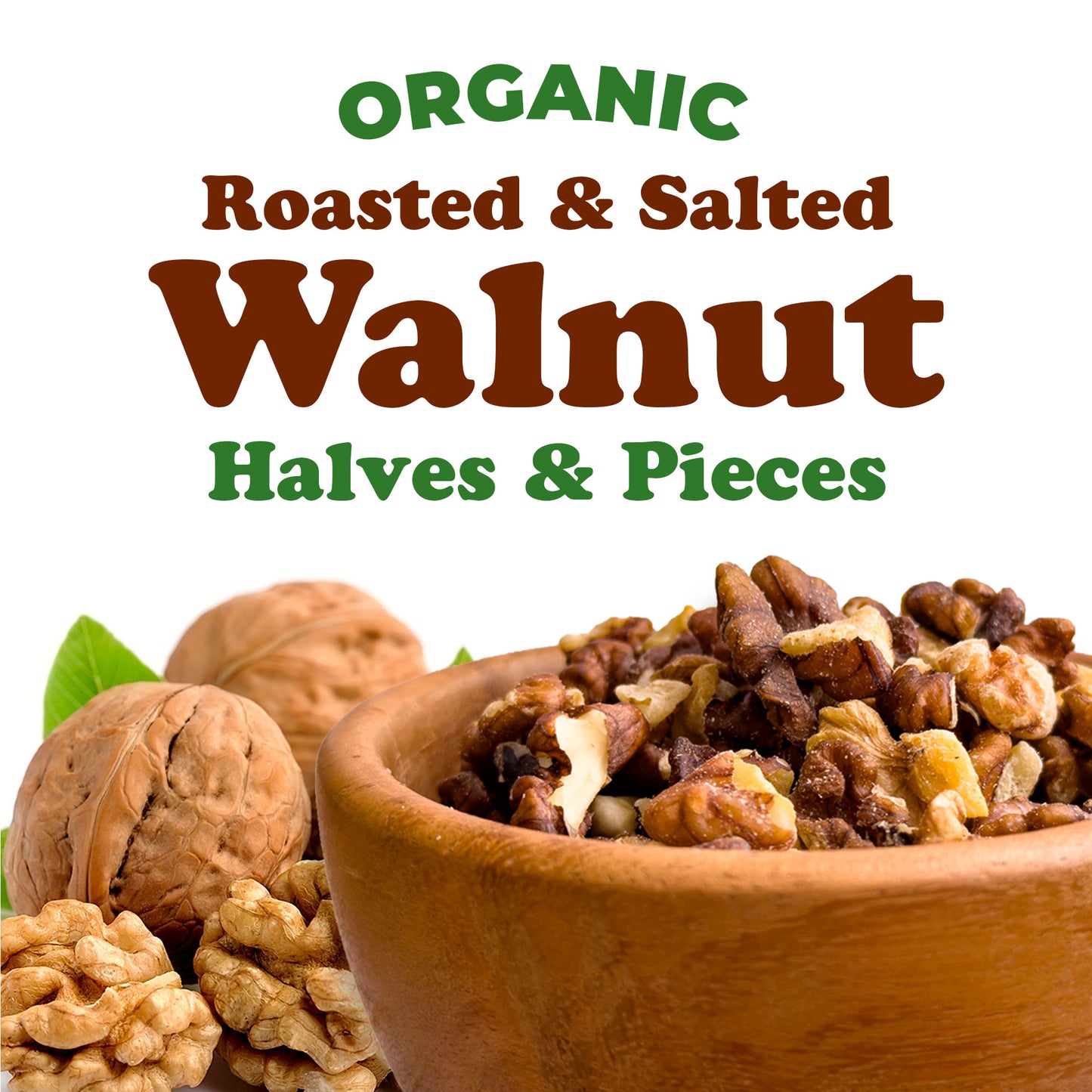 Organic Walnuts, Halves and Pieces, Roasted and Salted - by Food to Live