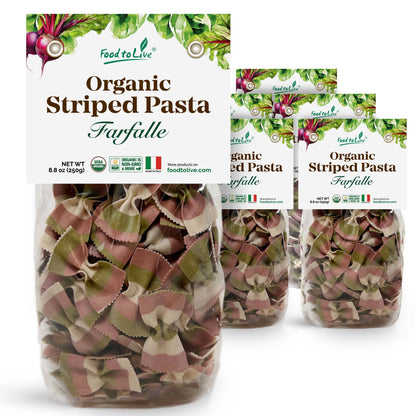 Organic Striped Farfalle Pasta - by Food To Live