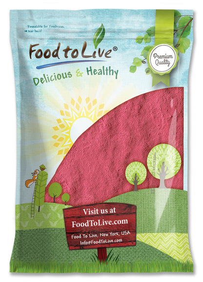 Raspberry Juice Powder – Antioxidant-Rich Superfood for Immune Support, Skin Health – Spray-dried, No Sugar Added, Contains Maltodextrin, Vegan, Kosher, Bulk