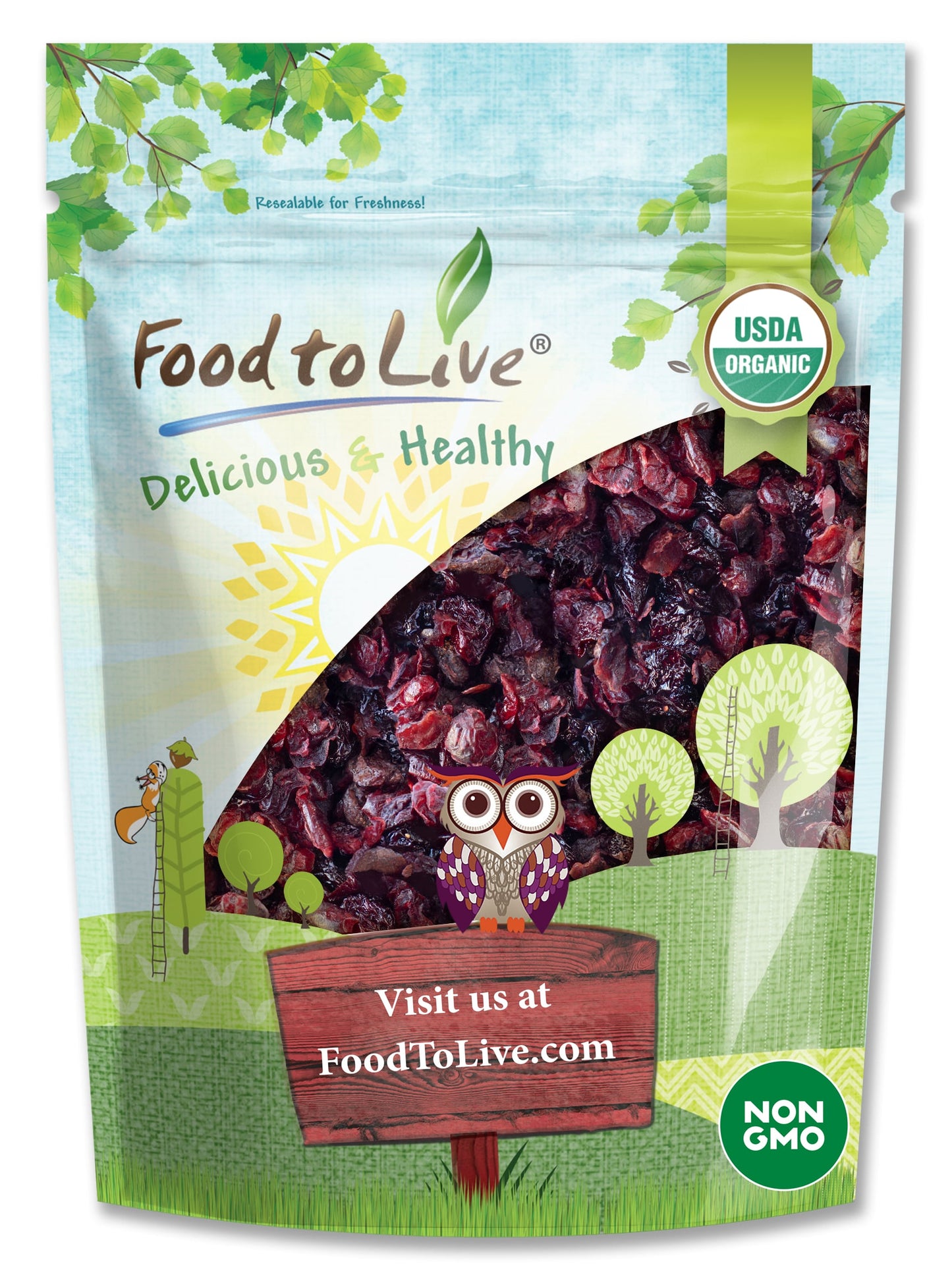 Organic Delightful Berries Mix – A Blend of Non-GMO Dried Cherries & Cranberries. Kosher, Bulk. Gently Infused with Organic Sugar. Lightly Coated with Organic Sunflower Oil