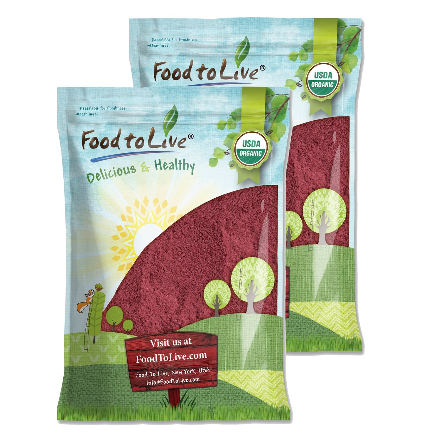 Organic Beet Root Powder — Non-GMO, Raw, Kosher, 100% Pure, Vegan Superfood, Bulk, Rich in Iron and Fiber - by Food to Live