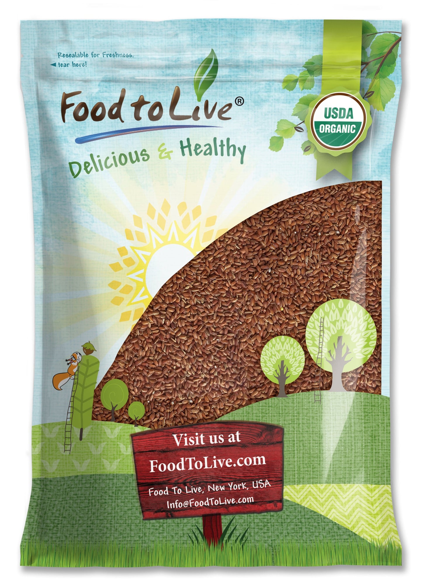 Organic Red Rice - Non-GMO, Raw, Vegan, Bulk - by Food to Live