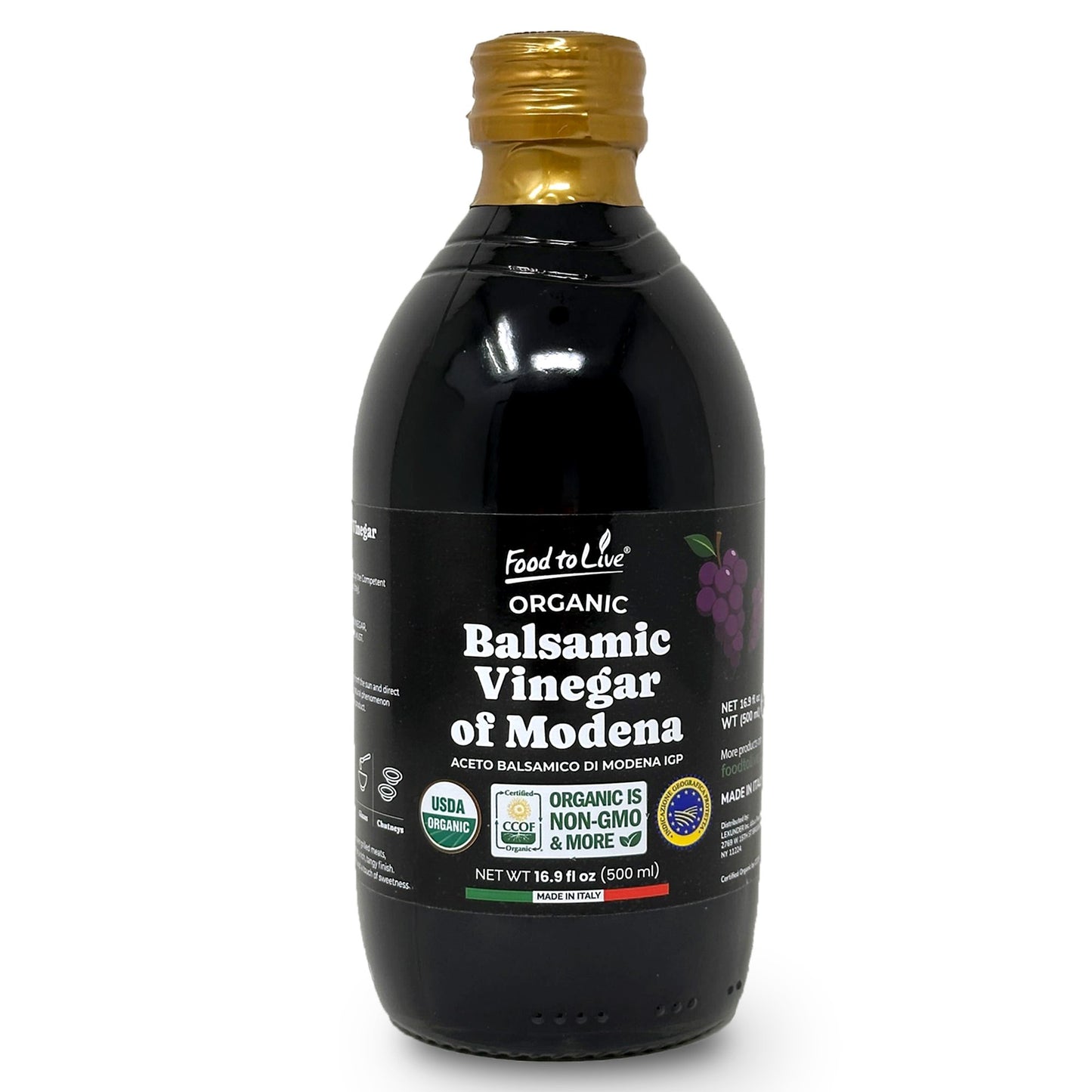 Organic Balsamic Vinegar of Modena - 16.9 fl oz (500 ml) - by Food To Live