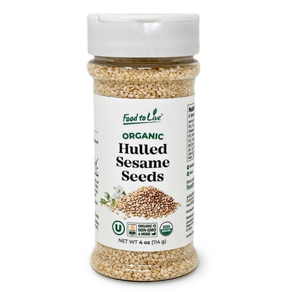 Organic Hulled Sesame Seeds – Raw in Resealable Jar, Non-GMO, Vegan, Kosher