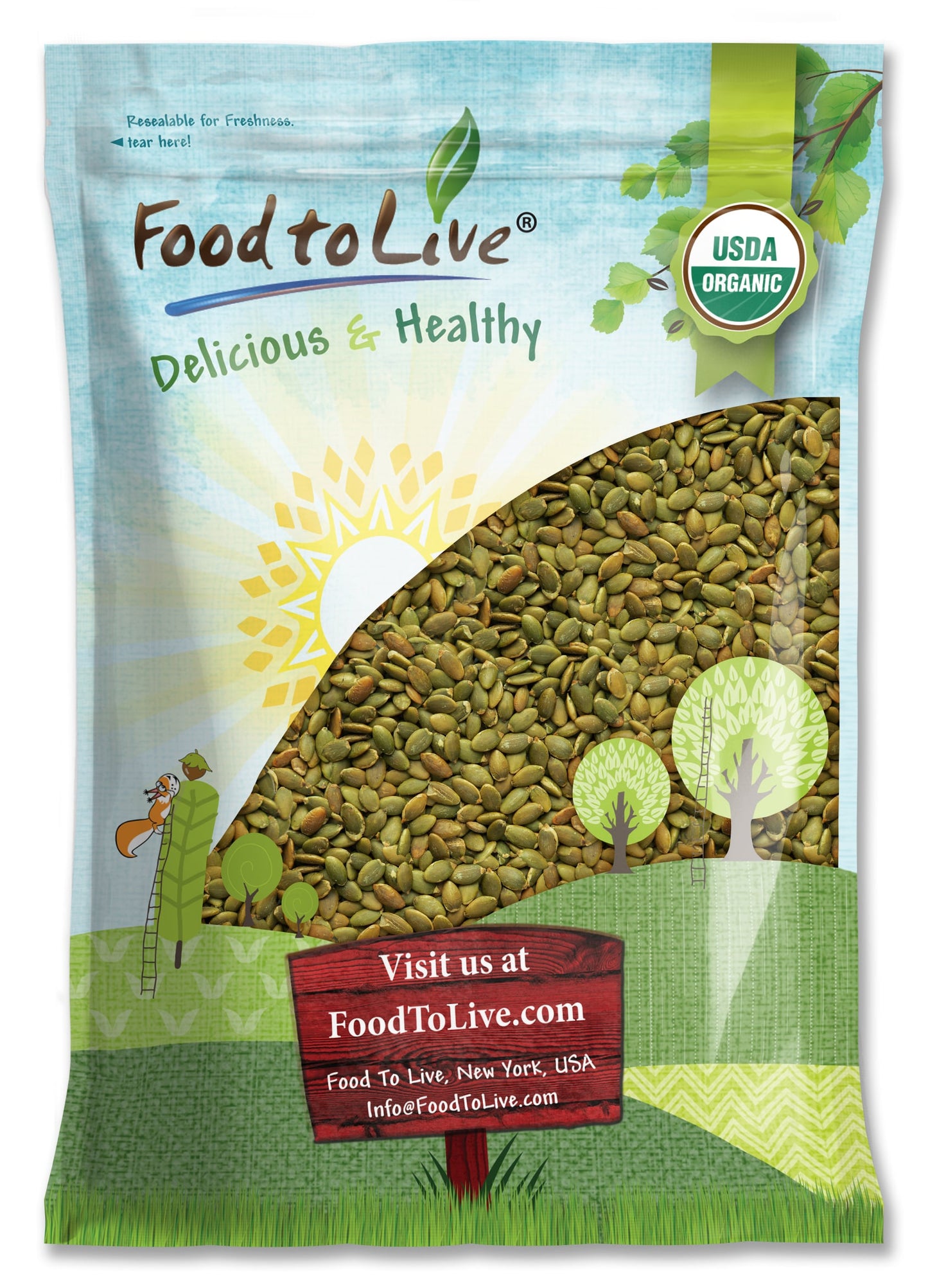 Organic Dry Roasted Pumpkin Seeds with Himalayan Salt - by Food To Live