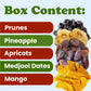 Organic Dried Fruits in a Gift Box - A Variety Pack of Prunes, Apricots, Dates, Pineapples, and Mangoes - by Food to Live