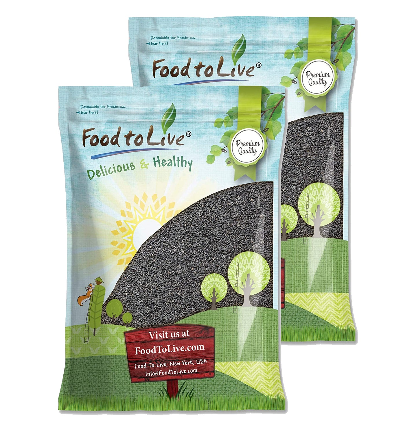Black Sesame Seeds - Raw, Unhulled, Kosher, Vegan, Bulk, Kala Til - by Food to Live