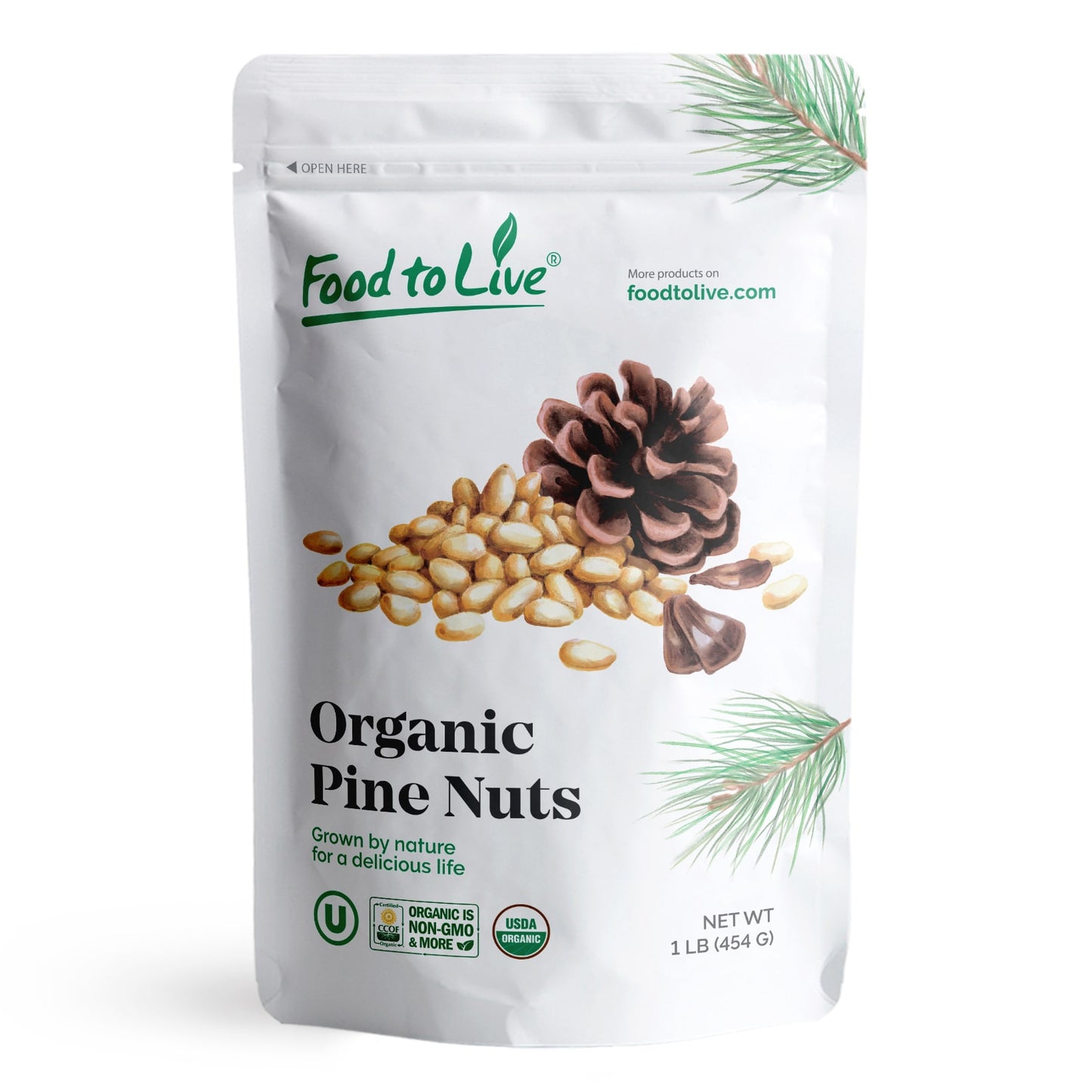 Organic Pine Nuts — Non-GMO Pignolias, Kosher, Raw, Vegan, Bulk – by Food to Live