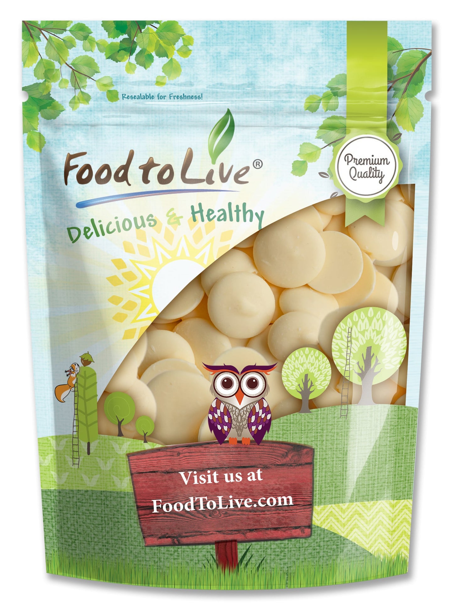 Raw Cacao Butter Wafers – Pure, Cold-Pressed, Unfiltered, Unrefined, Non-Deodorized, Kosher, Keto, Vegan, Sirtfood, Bulk. Great for Cooking, Baking, Hot White Chocolate