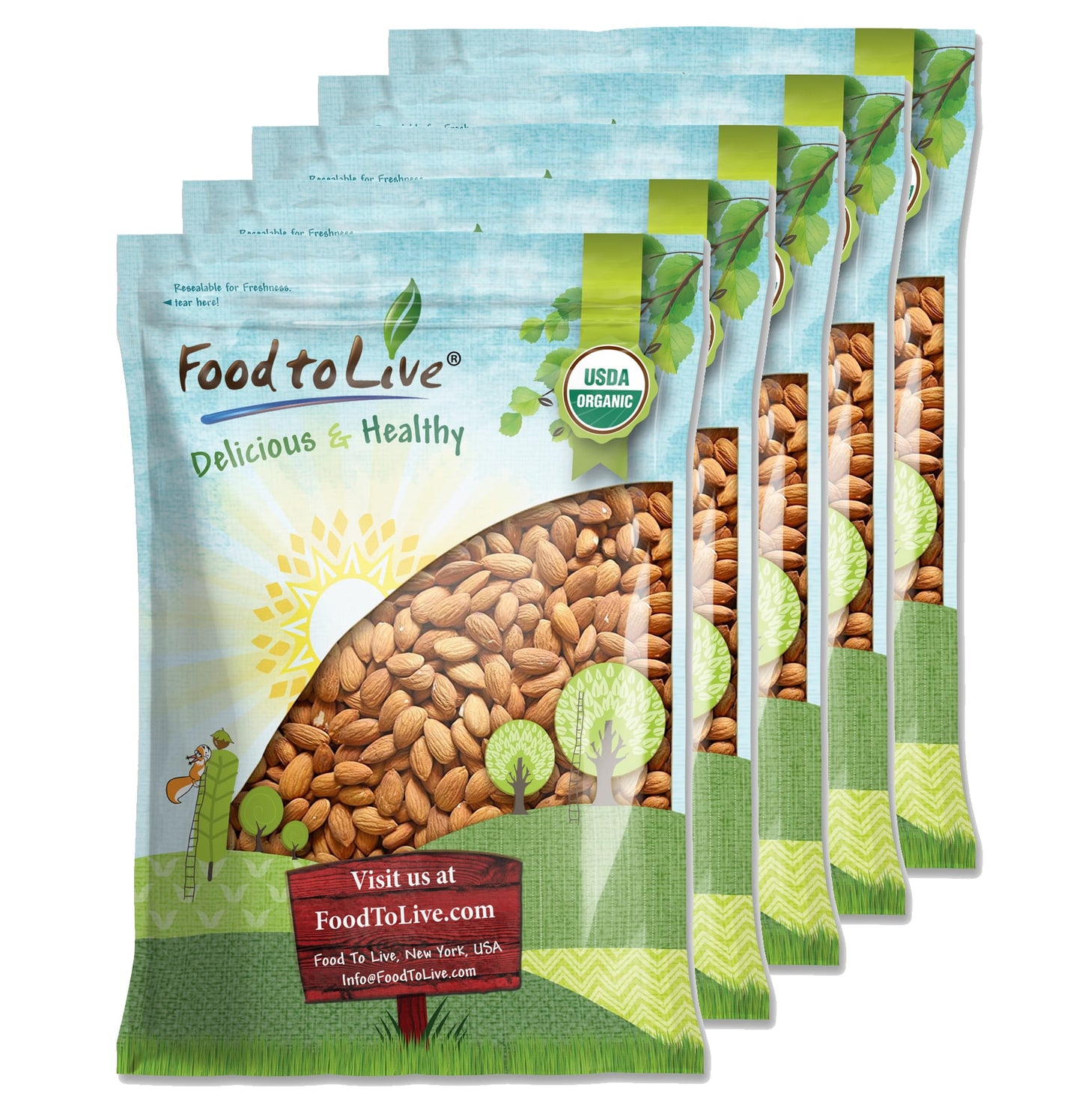 Organic Imported Raw Almonds — Non-GMO, Kosher, No Shell, Whole, Unpasteurized, Unsalted, Raw, Vegan — by Food to Live