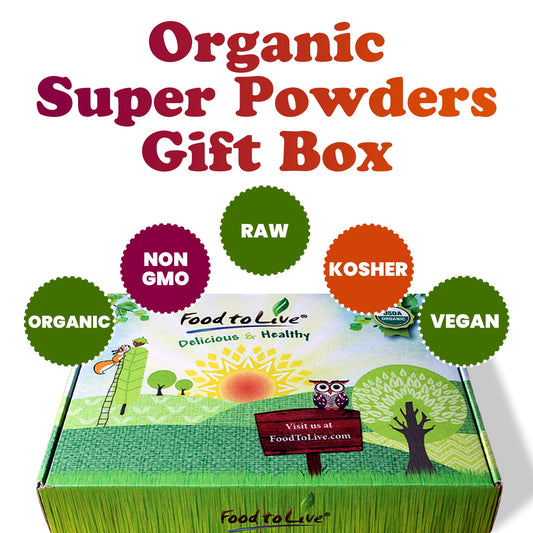 Organic Super Powders in a Gift Box - Acai Berry Powder, Goji Berry Powder, Sacha Inchi Powder, Maca Powder,Mesquite Powder-by Food to Live