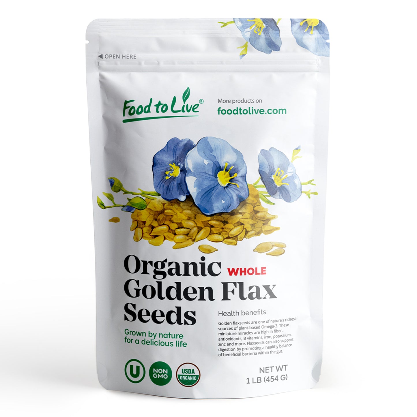 Organic Roasted Whole Golden Flax Seeds – Vegan, Kosher - by Food to Live