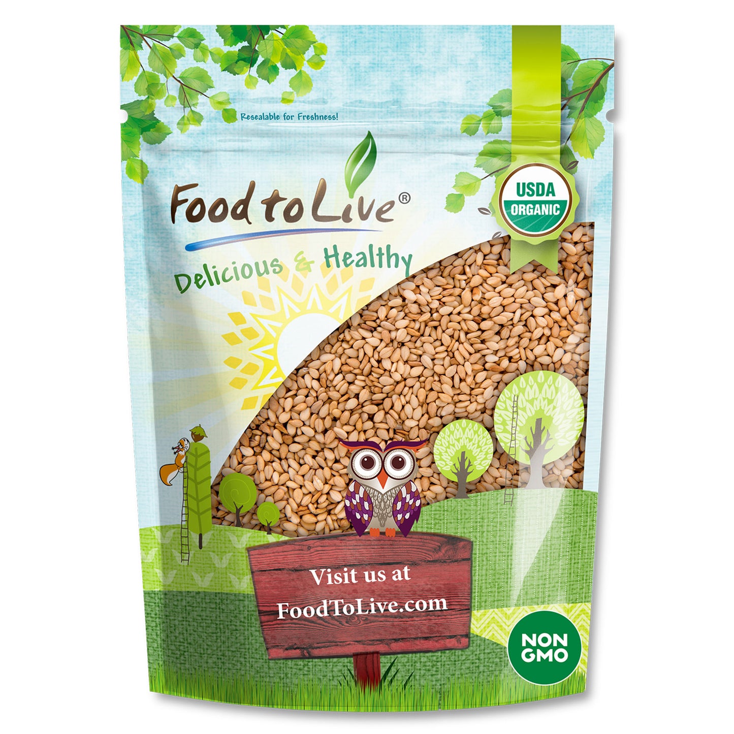 Organic Toasted Hulled Sesame Seeds  – by Food to Live